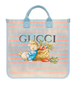x Peter Rabbit Tote, Canvas, Blue/Pink, 498879, DB, 3*